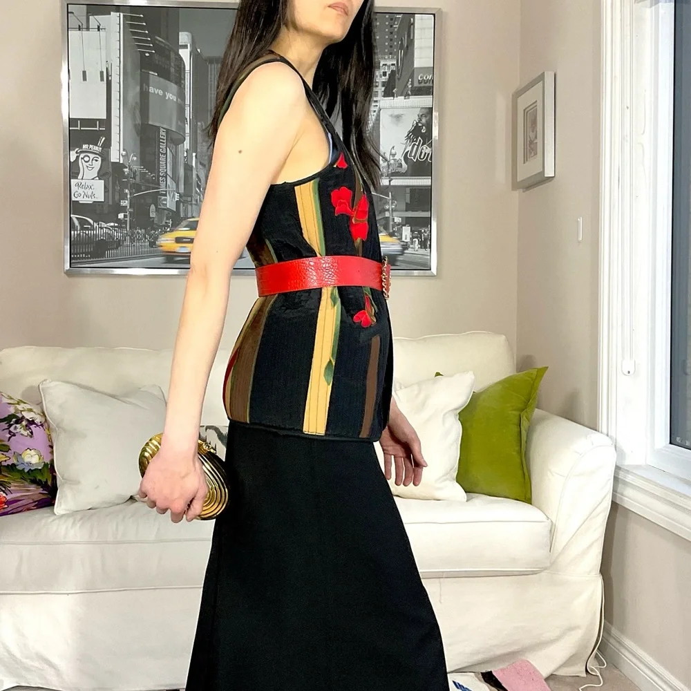 Open front quilted floral vest - Picture 4 of 11